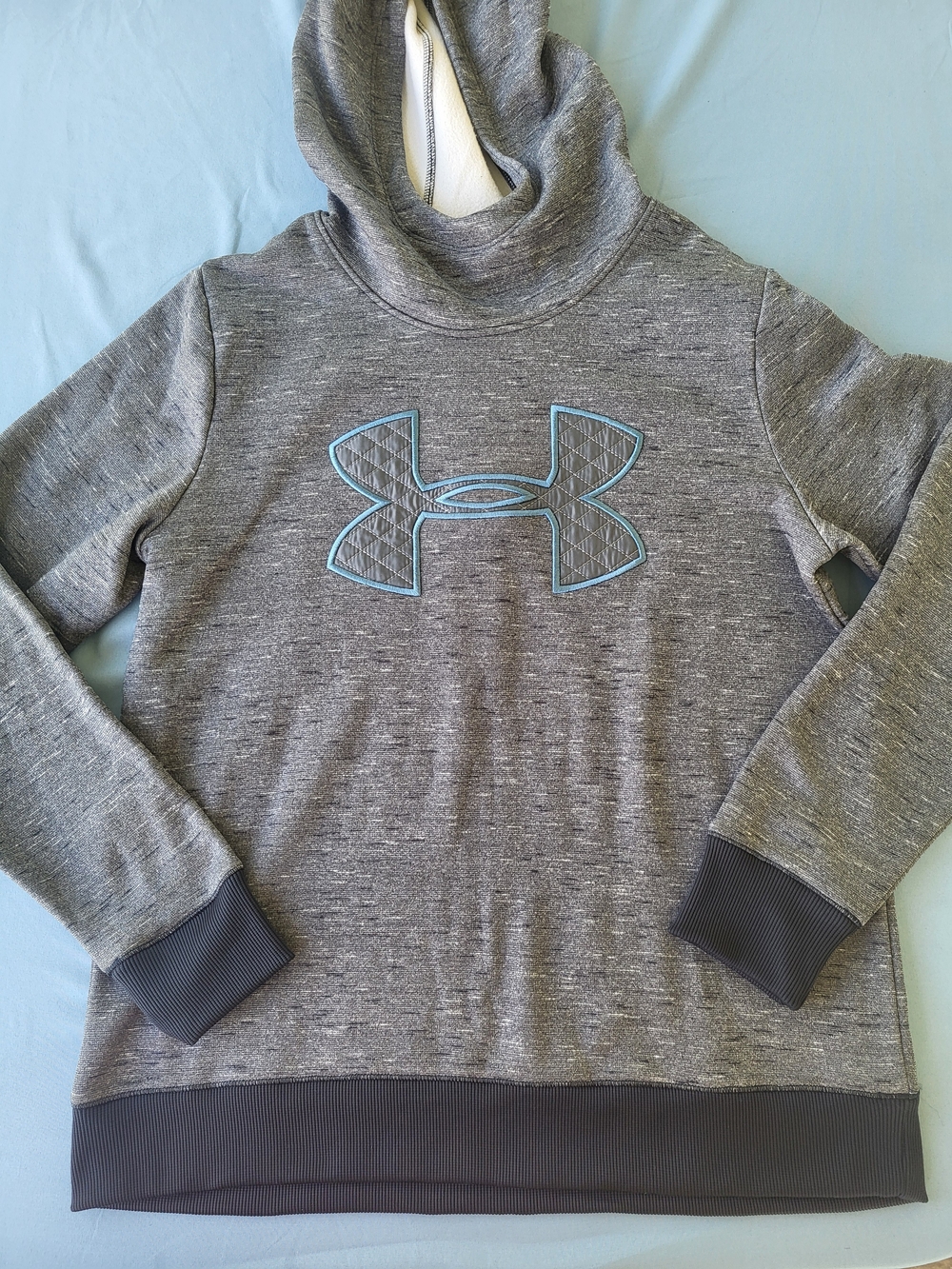 Under Armour Womens Gray Hooded Sweatshirt with Blue Logo